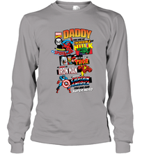 Load image into Gallery viewer, Marvel Daddy Amazing Spider Man Incredible Hulk Mighty Thor Smart Iron Man Honorable Captain America Father's Day Long Sleeve T-Shirt