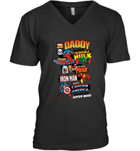 Load image into Gallery viewer, Marvel Daddy Amazing Spider Man Incredible Hulk Mighty Thor Smart Iron Man Honorable Captain America Father&#39;s Day Men&#39;s V-Neck T-Shirt
