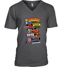Load image into Gallery viewer, Marvel Daddy Amazing Spider Man Incredible Hulk Mighty Thor Smart Iron Man Honorable Captain America Father&#39;s Day Men&#39;s V-Neck T-Shirt