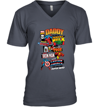 Load image into Gallery viewer, Marvel Daddy Amazing Spider Man Incredible Hulk Mighty Thor Smart Iron Man Honorable Captain America Father&#39;s Day Men&#39;s V-Neck T-Shirt