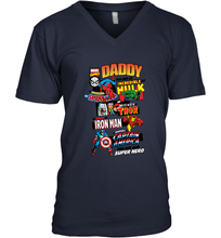 Load image into Gallery viewer, Marvel Daddy Amazing Spider Man Incredible Hulk Mighty Thor Smart Iron Man Honorable Captain America Father&#39;s Day Men&#39;s V-Neck T-Shirt