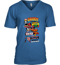 Load image into Gallery viewer, Marvel Daddy Amazing Spider Man Incredible Hulk Mighty Thor Smart Iron Man Honorable Captain America Father&#39;s Day Men&#39;s V-Neck T-Shirt