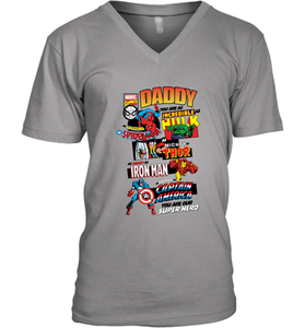 Marvel Daddy Amazing Spider Man Incredible Hulk Mighty Thor Smart Iron Man Honorable Captain America Father's Day Men's V-Neck T-Shirt