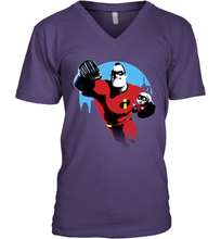 Load image into Gallery viewer, Disney Pixar Incredibles 2 Jack and Mr. Dad Father's Day Gifts Men's V-Neck T-Shirt