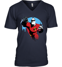 Load image into Gallery viewer, Disney Pixar Incredibles 2 Jack and Mr. Dad Father's Day Gifts Men's V-Neck T-Shirt