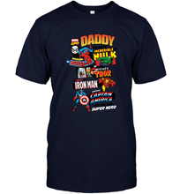 Load image into Gallery viewer, Marvel Daddy Amazing Spider Man Incredible Hulk Mighty Thor Smart Iron Man Honorable Captain America Father's Day Men's T-Shirt