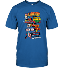 Load image into Gallery viewer, Marvel Daddy Amazing Spider Man Incredible Hulk Mighty Thor Smart Iron Man Honorable Captain America Father's Day Men's T-Shirt