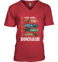 Load image into Gallery viewer, Daddy Dinosaurus Strong As T Rex Funny Father's Day Gift Men's V-Neck T-Shirt