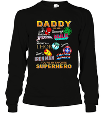 Load image into Gallery viewer, Marvel Daddy Incredible Hulk Amazing Spider Man Mighty Thor Smart Iron Man Honorable Captain America Father's Day Long Sleeve T-Shirt