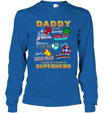 Load image into Gallery viewer, Marvel Daddy Incredible Hulk Amazing Spider Man Mighty Thor Smart Iron Man Honorable Captain America Father's Day Long Sleeve T-Shirt
