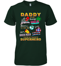 Load image into Gallery viewer, Marvel Daddy Incredible Hulk Amazing Spider Man Mighty Thor Smart Iron Man Honorable Captain America Father's Day Men's Premium T-Shirt