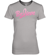 Load image into Gallery viewer, Believe - Breast Cancer Awareness Fight Womens T-Shirt