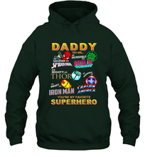 Load image into Gallery viewer, Marvel Daddy Incredible Hulk Amazing Spider Man Mighty Thor Smart Iron Man Honorable Captain America Father's Day Hooded Sweatshirt